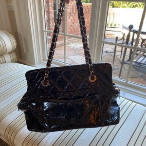 Chanel brown vintage patent leather bag!